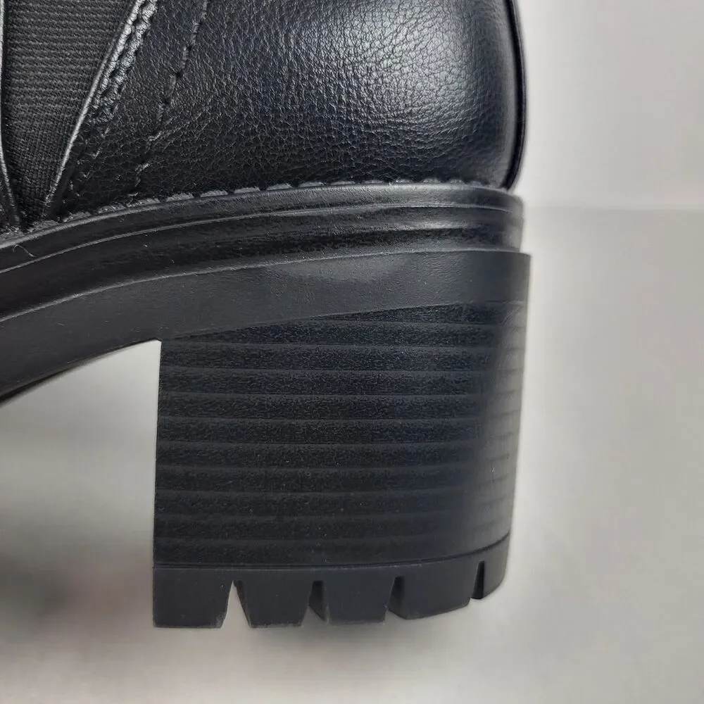 MIA Rusty Chelsea Pull On Lug Sole Booties Black Elastic Closure Size 11